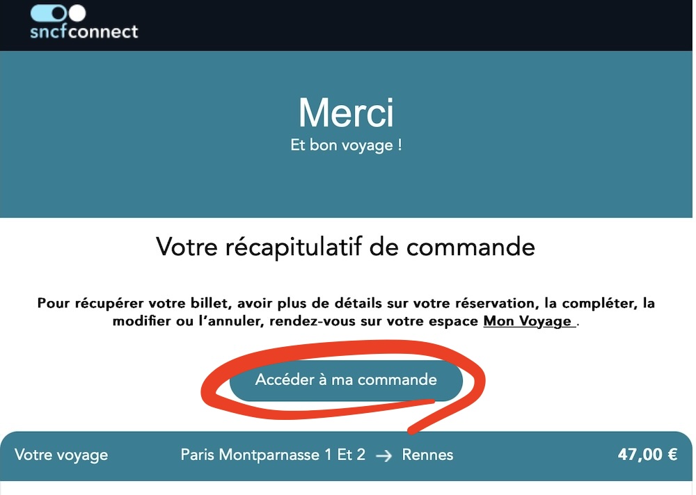 SNCF TGV予約確定書