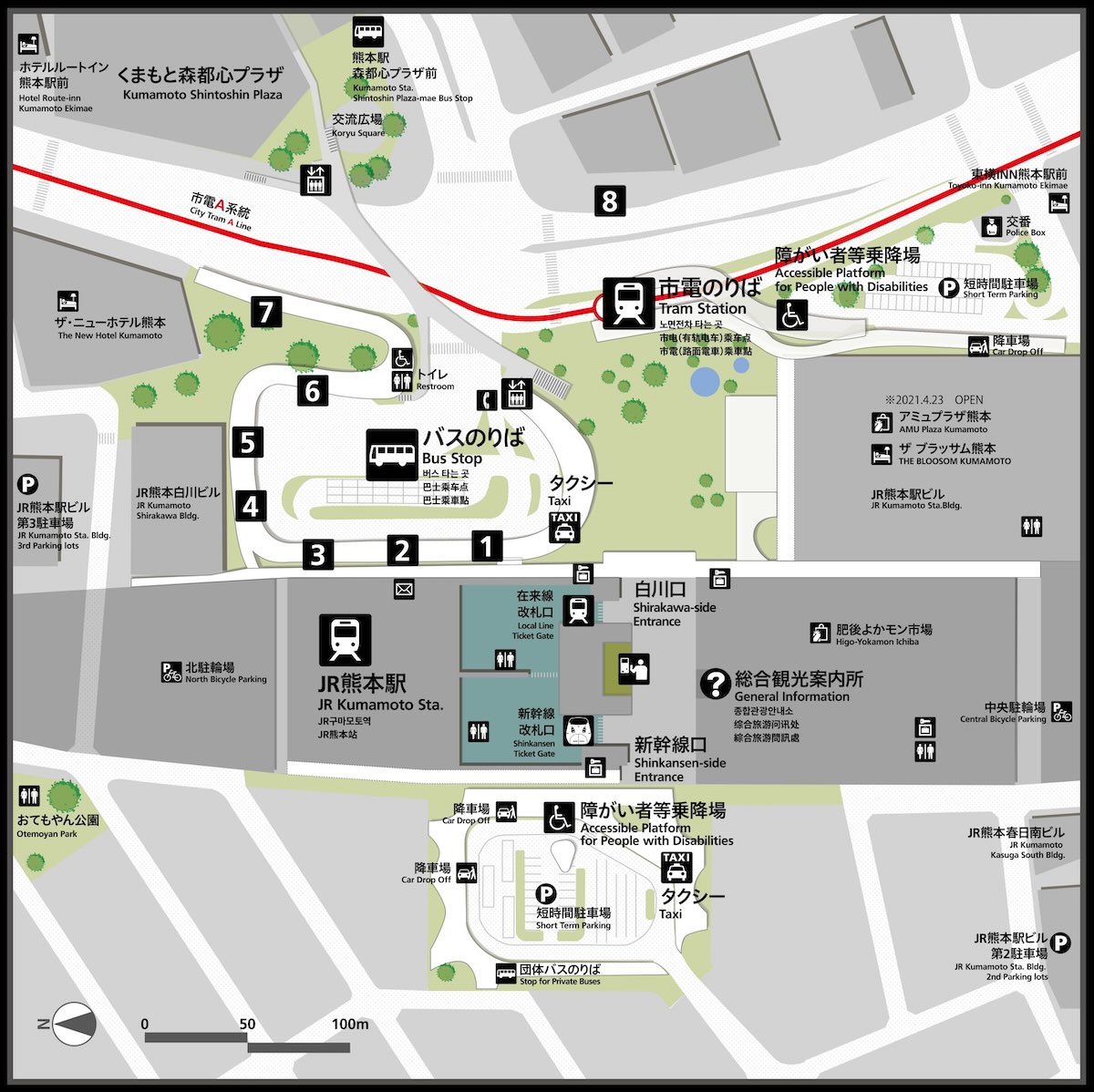 熊本駅白川口（東口）駅前広場の利用案内