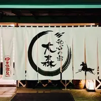 和心の宿 大森、夜の玄関に掲げられた馬の暖簾