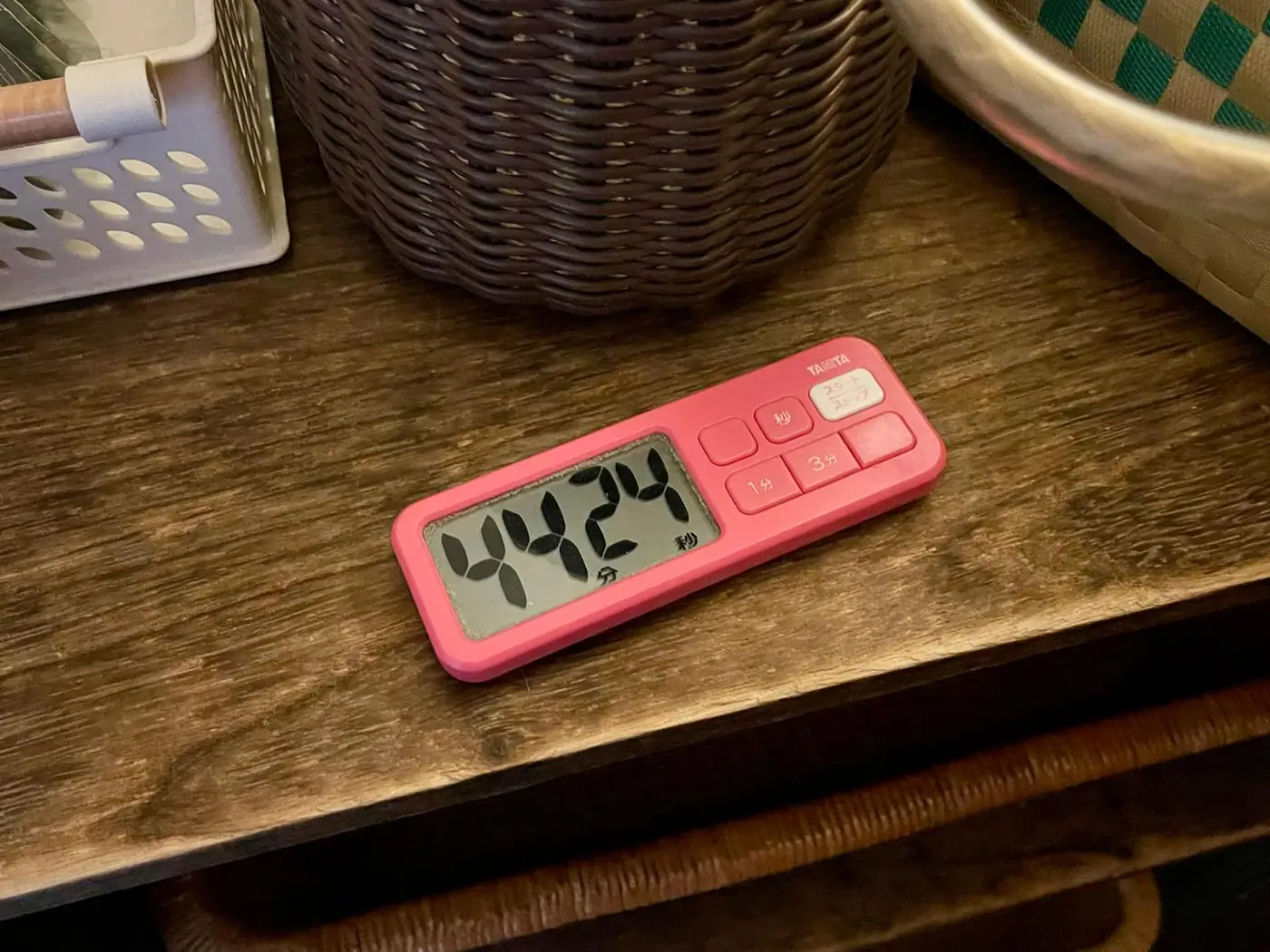 貸切露天風呂で利用時間を確認するタイマー