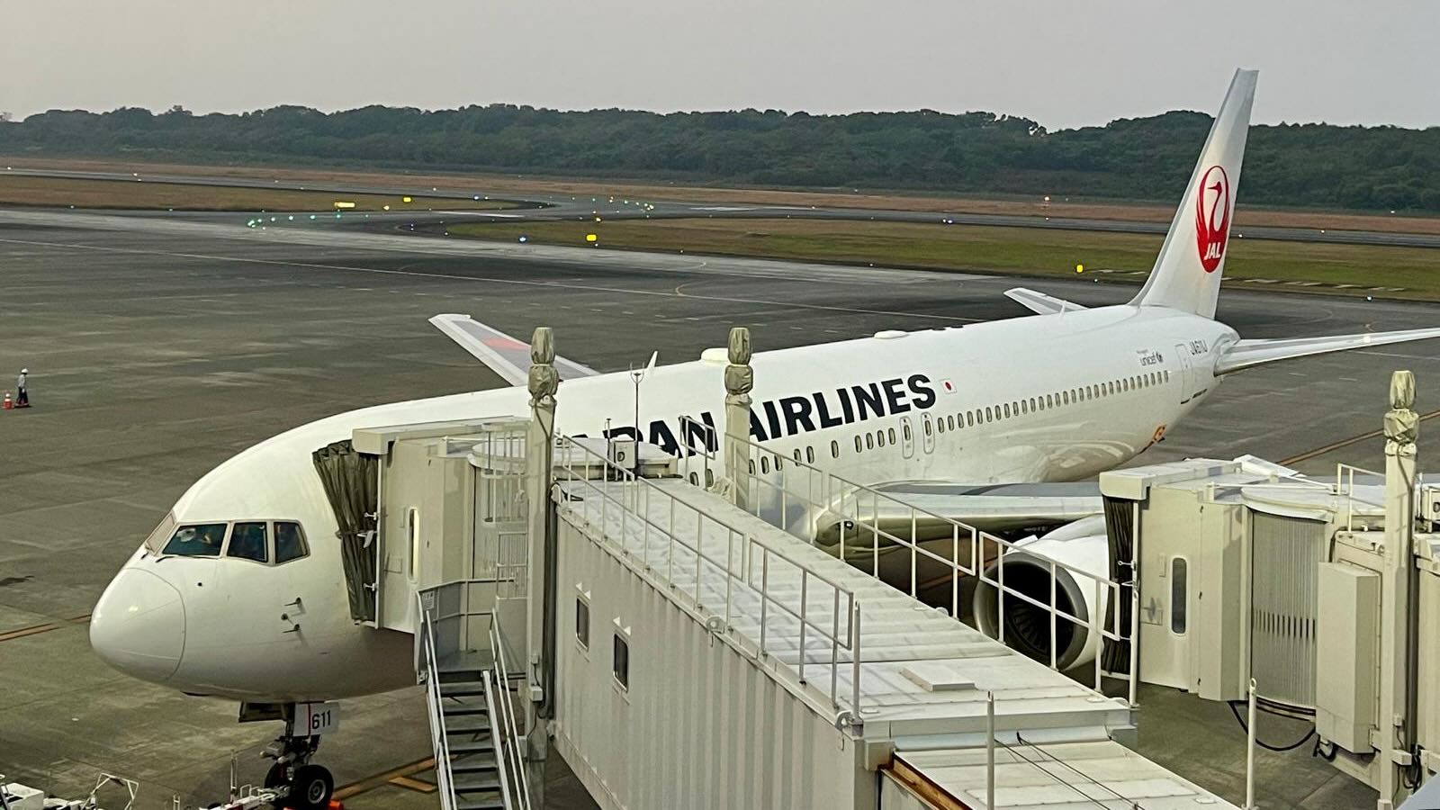 阿蘇くまもと空港JAL機材駐機中